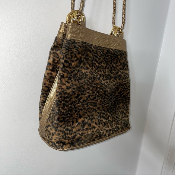 Y2K 90's Furry Leopard Print Bag - Picture 7 of 11
